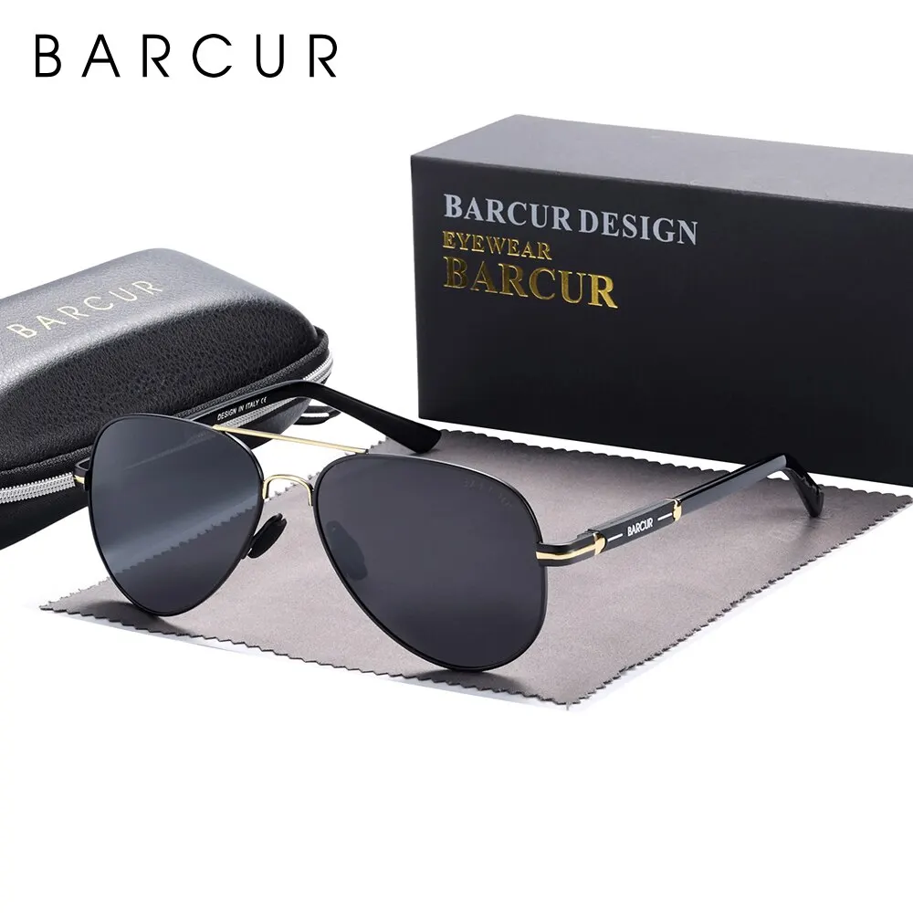 BARCUR 편광 남성용 선글라스 파일럿 선글라스 낚시 운전 안경 하이킹 안경 Oculos Gafas De Sol