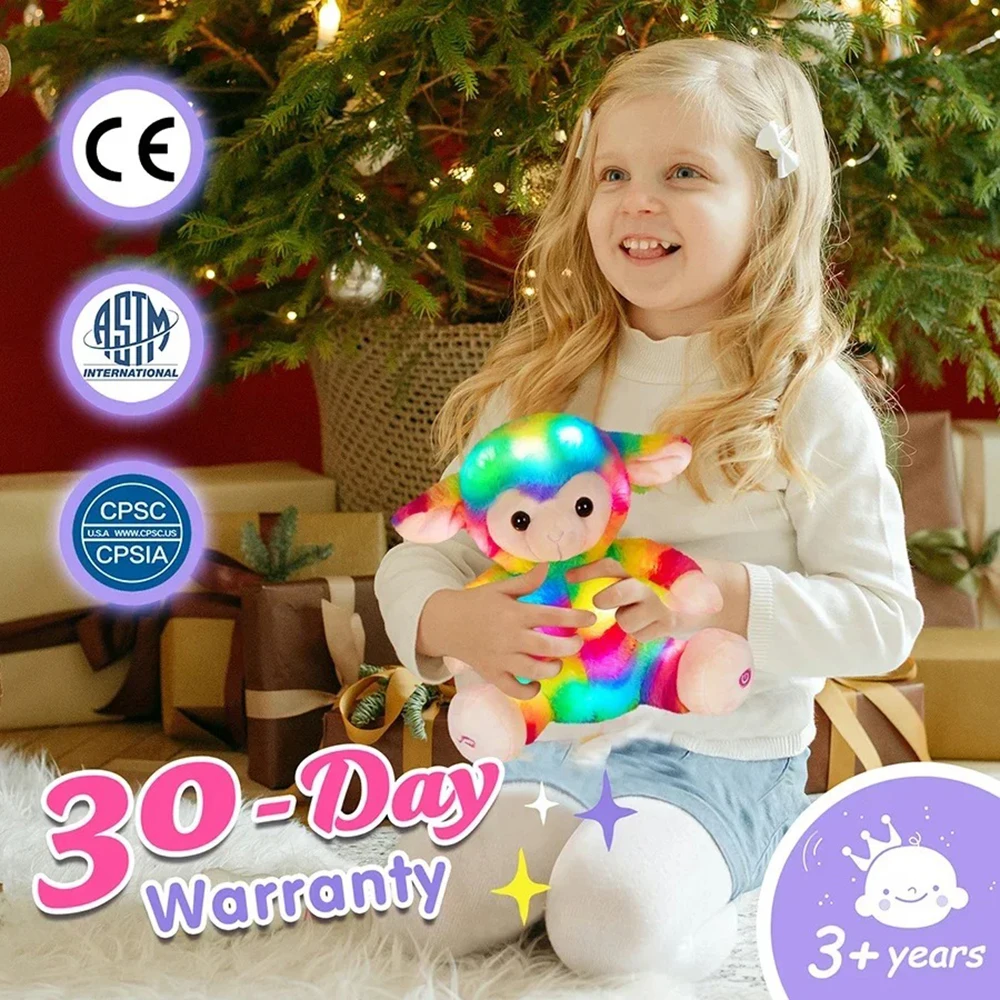 Plush Toys 26cm LED Glowing Rainbow Sheep Stuffed Animals for Girls