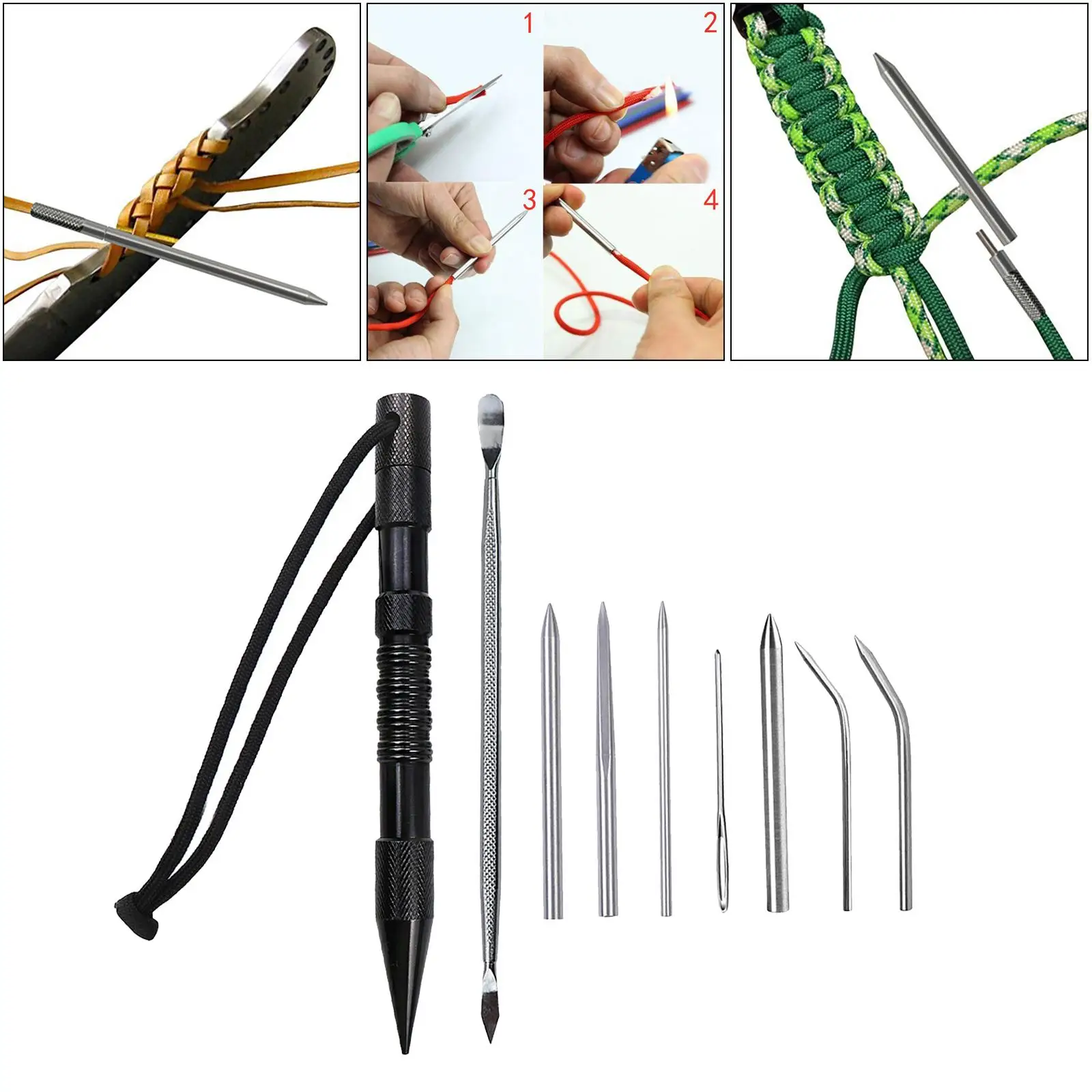 1Bag Paracord Bracelet Stainless Steel FID Lacing Stitching Needles Tool Set