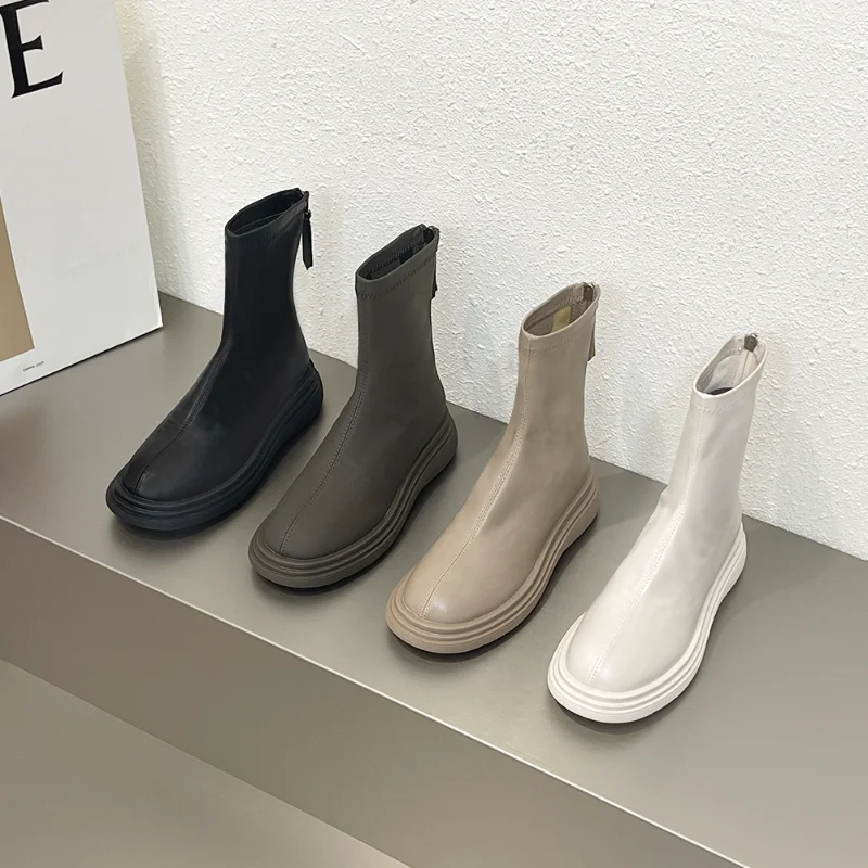 2022 Platform Chunky Chelsea Scarpe Da Donna Inverno New Ankle Mid Heels Goth Boats Mujer Gladiator Moto Stivali Da Neve Caldi Femminili