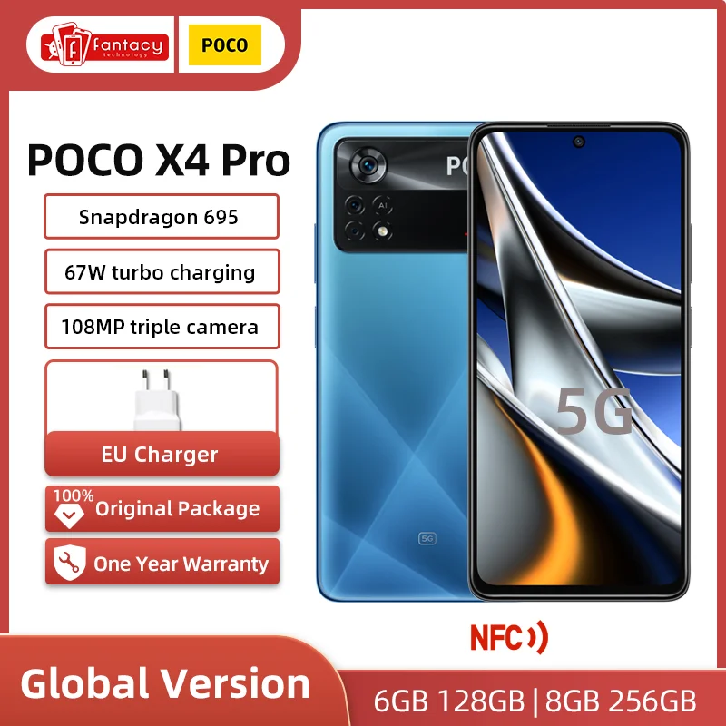 Global Version POCO X4 Pro 5G NFC 128GB/256GB Snapdragon 695 Octa Core  108MP Camera 6.67