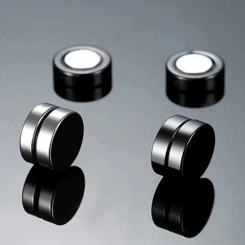 Ear Clip Earrings 10 Pair Magnetic Stainless Steel Fake Ear Hoops For Men and Women