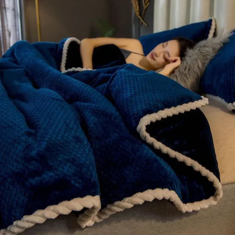 

New Thick Winter Warm Blanket for Adult Kids Bed Polyester Blankets Soft Comfortable Sofa Quilt Multi Functional Nap Blanket
