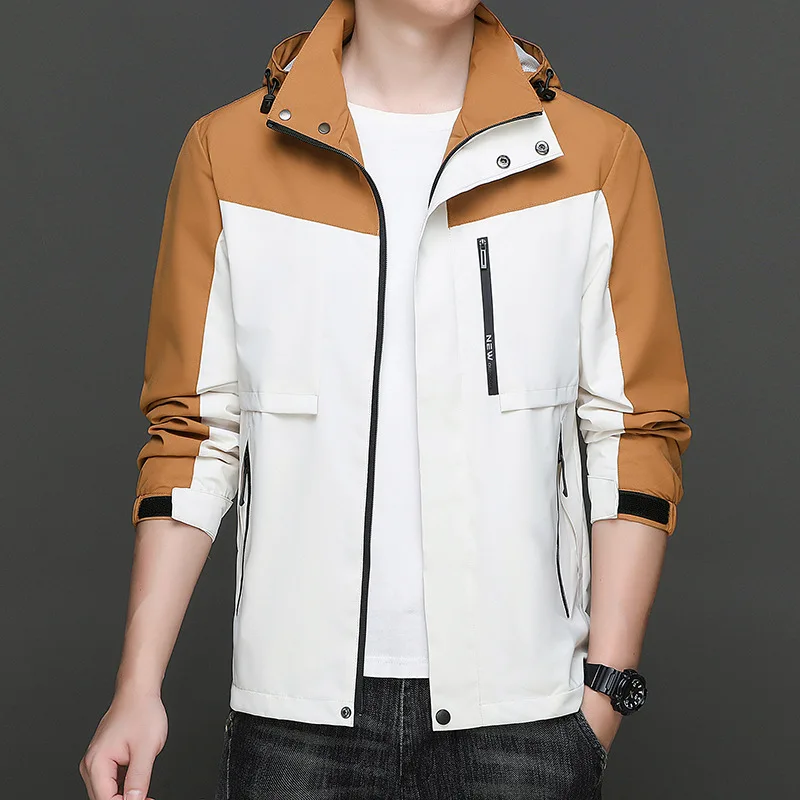 

Hooded Waterproof Jacket Men Korean Fashion Reflective Sun Protection Clothing Outdoor Hunting Trekking Windbreaker Autumn 2023