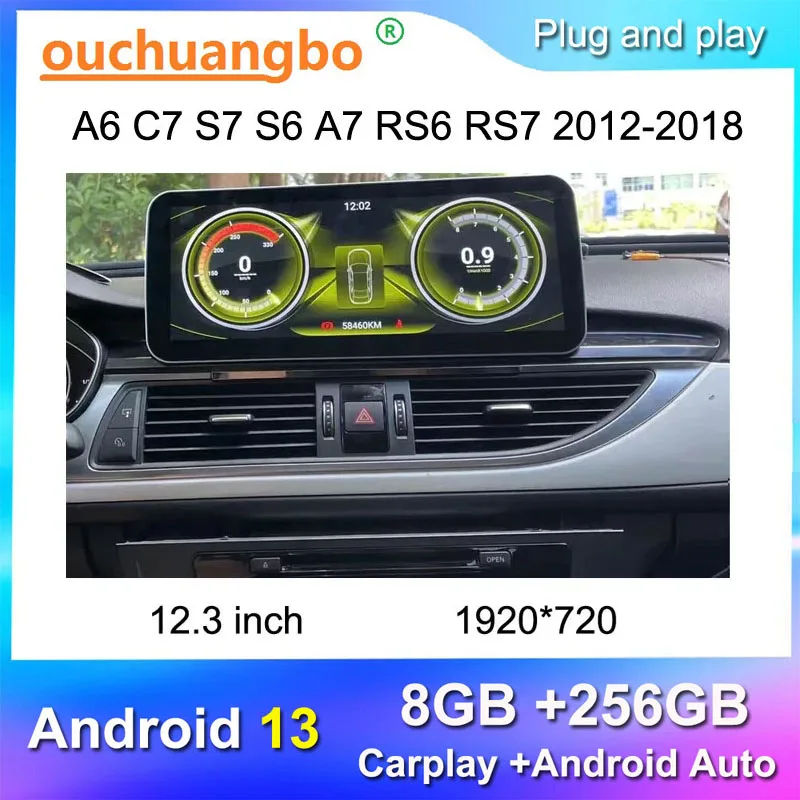 

Ouchuangbo radio recorder for 12.3 inch A6 C7 S7 S6 A7 RS6 RS7 android 12 stereo multimedia player carplay 1920*720