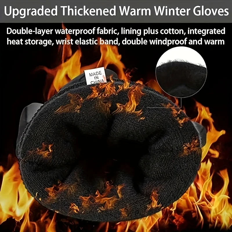WRELS  Autumn Winter Warm Cycling Gloves Windproof Skiing Fish Touch Screen 2 Finger Flip Waterproof Thermal Anti-slip Gloves 2