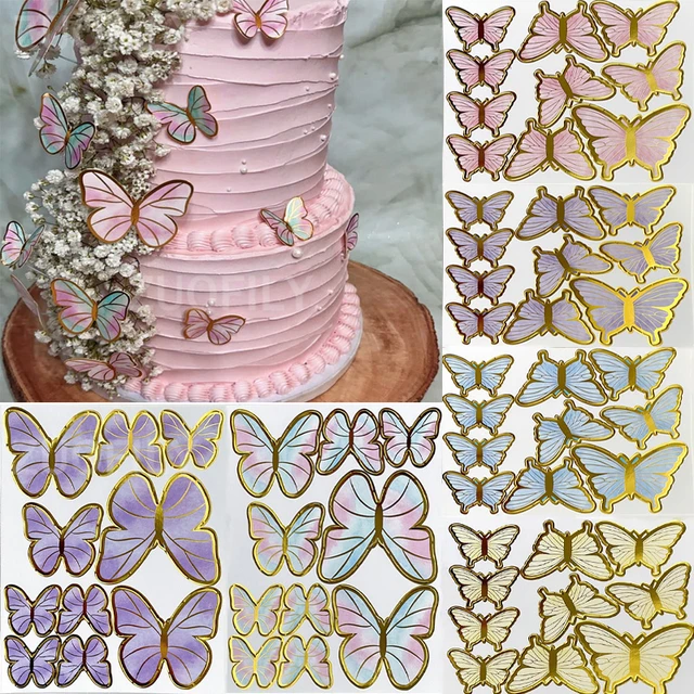 Topper de bolo de borboleta com glitter, suprimentos para festa de  aniversário de meninas e casamentos, sobremesa, 20 peças