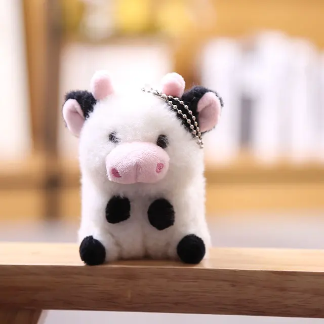 1 Pcs Cow Small Plush Pendant Toy, Kids Doll Keychain / Keyholder Gift 10cm