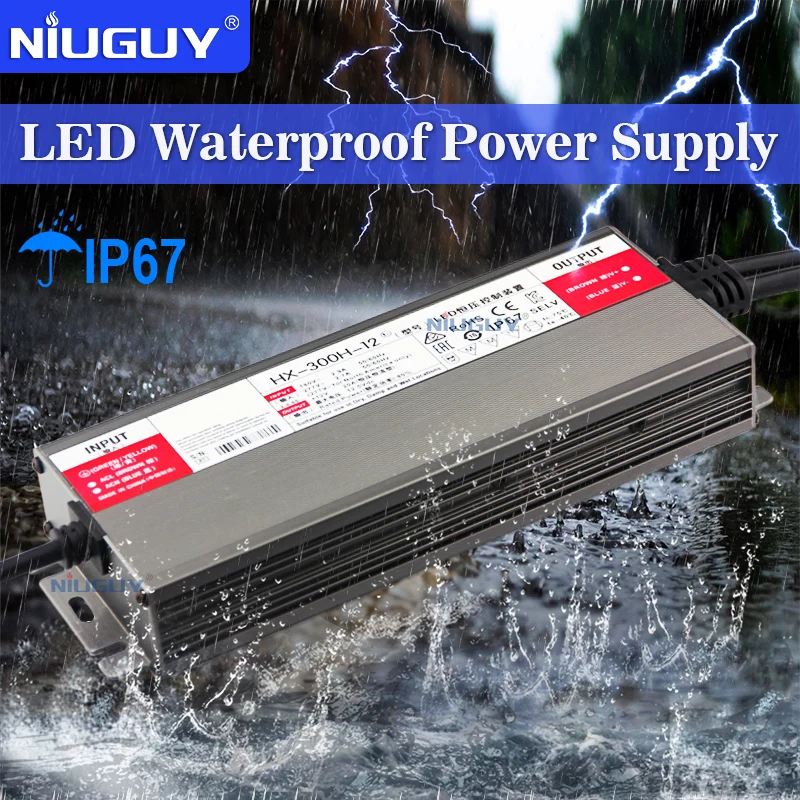 Waterproof Power Supply IP67 Lighting Transformer AC220V To DC 12V 24V LED Driver Power Supply 150W 200W 300W 400W Power Adapter