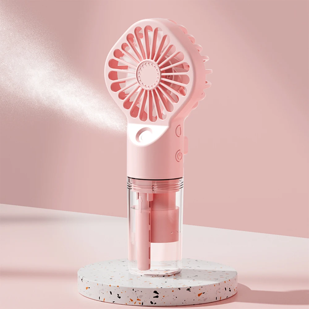 Compact USB Rechargeable Mist Fan - Handheld Low Noise Cooling with 4-Speed Settings