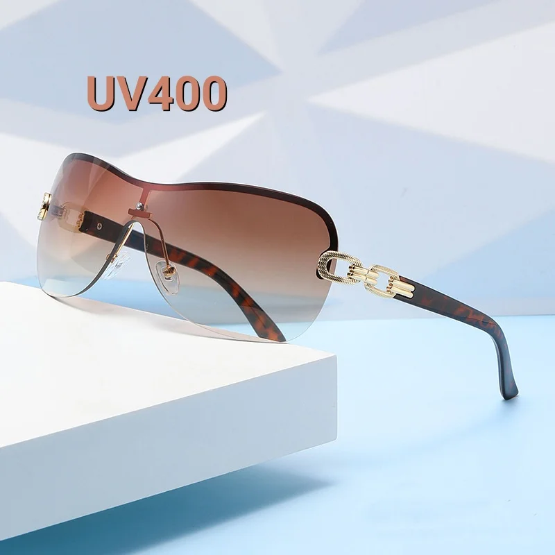2025, neue modische Luxus-Sonnenbrille für Damen, Retro-Neutral-Metallrahmen, integrierte, einfache und elegante UV400-Sonnenschutzbrille