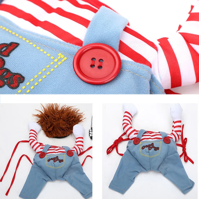 Lustige Hunde-Cosplay-Kleidung Welpen-Party-Verkleidung Outfit Chihuahua Deadly Doll Set Halloween-Kostüm für S-XL Hunde Katzen – Detail 19