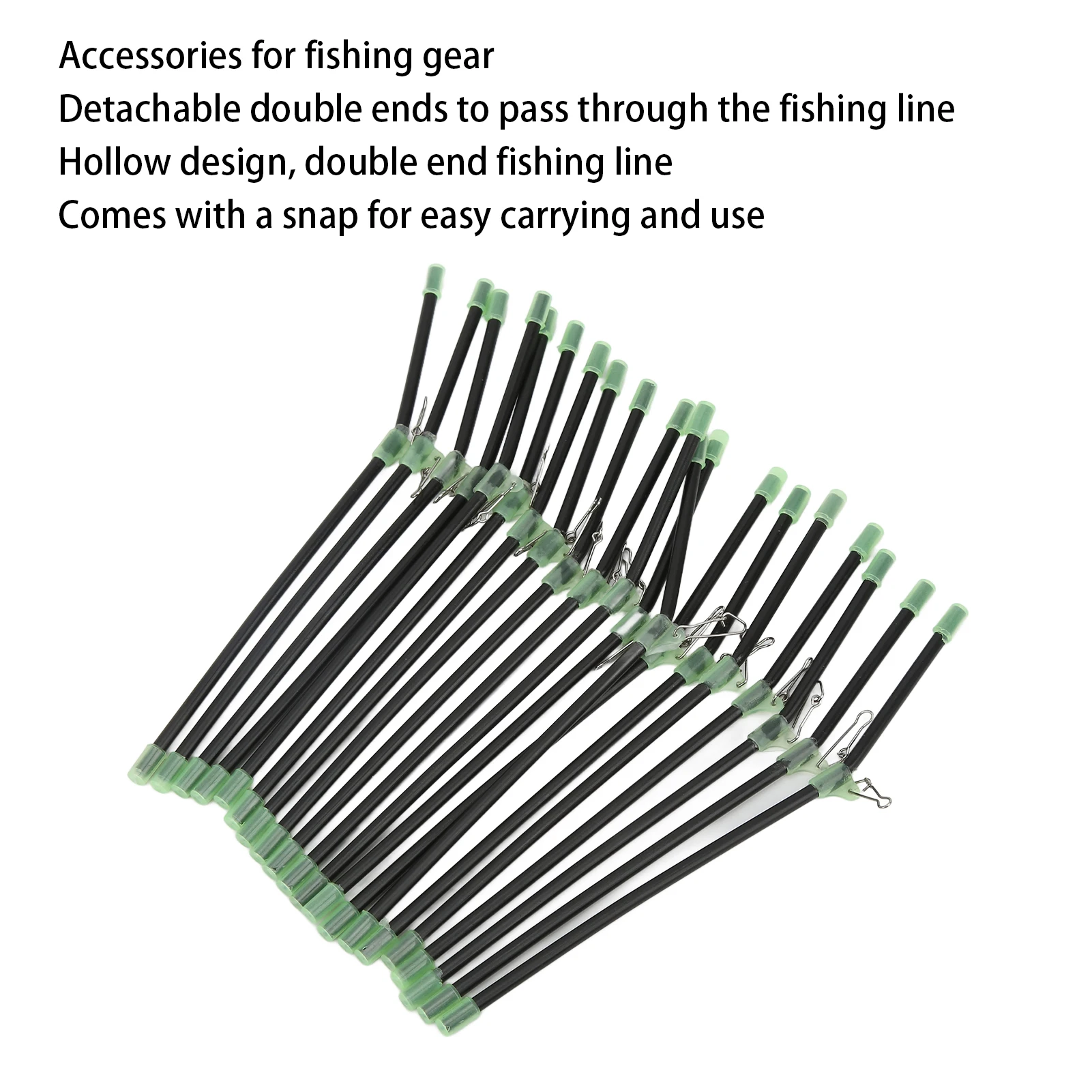 20Pcs Fishing Connector Sea Fishing Anti Feeder Boom with Snap Tube Balance Connector Double End Line Fish Tackle