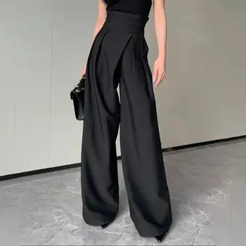 2024 Black Design Wide-Leg Pants Women's Slimming Suit Pant Magic High Waist Loose Straight Drooping Mopping Casual Trousers 1
