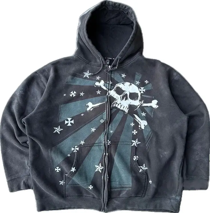 Generisch Sudadera para hombre Y2K Vintage con estampado de calavera, informal, estilo universitario, gótico, manga larga, holgada, ropa de calle, retro, ropa deportiva, Halloween, moda, suéter cómodo Generisch Sudadera para hombre Y2K Vintage con estampado de calavera, informal, estilo universitario, gótico, manga larga, holgada, ropa de calle, retro, ropa deportiva, Halloween, moda, suéter cómodo