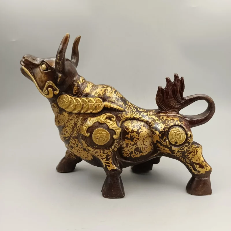 antique-copper-cattle-decoration-printing-cow-large-size-arrogant-home-decoration-craft-gift-antique-collection-wholesale