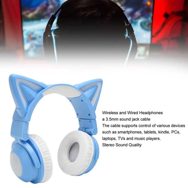 Casque stéréo sans fil Cat Ear pour enfants et adultes, bande de sauna  réglable, microphone intégré - AliExpress