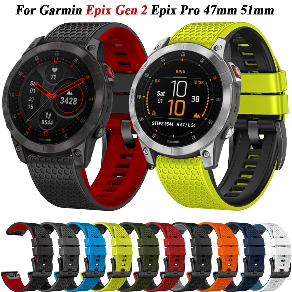 

26 22mm Watch Strap For Garmin Epix Gen 2 Bracelet Quickfit Silicone Band For Fenix 7X 7 6 6X Pro 5 5X Plus Smartwatch Wristband