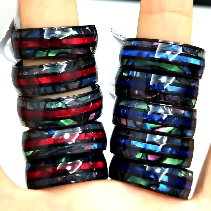 12/30 Stück Ringe viel Persönlichkeit 3 Streifen Edelstahl Muschel ring hochwertige Herren Damen neuen Punk Schmuck
