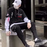 Sweat-shirt à capuche pour hommes, Streetwear décontracté, Y2K, noir, hauts pour hommes, mode coréenne, élégant, Hip Hop, vêtements Anime Dacning 3