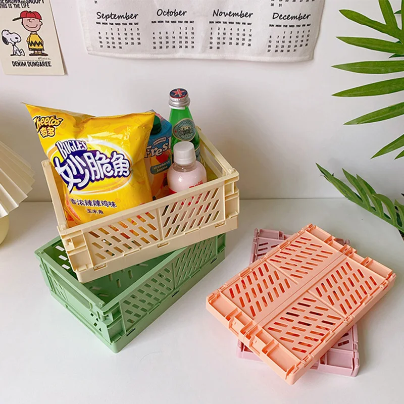 

Plastic Foldable Storage Box Folding Storage Basket Storage Organizer Student Desktop Organizing Baskets For Stationery Toy