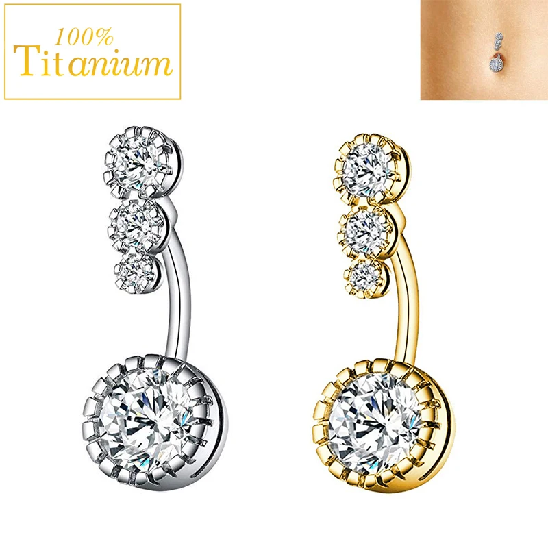 

Zircon Belly Button Rings Crystal Navel Ring 316L Surgical Steel Piercing Ombligo Sexy Nombril Dangle Body Jewelry for Women 14G