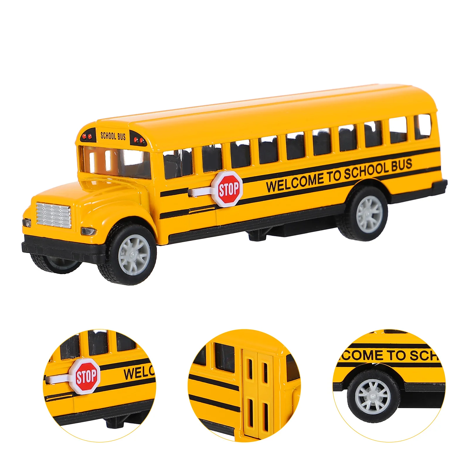 

school bus model figurine: bus model back car tiny car children playing school bus 1: 32 random style