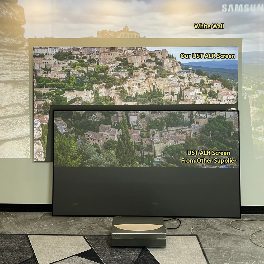 Trinovisuals Ultra Short Throw UST Anti Light Projector Screen with Fixed Frame ALR CLR Projection Curtain