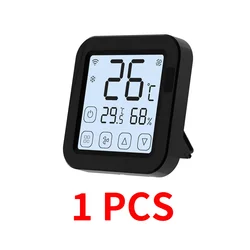 Smart Air Conditioner Thermostat with Built - in Temperature & Humidity Sensor, Voice Assistant Compatible (Black)