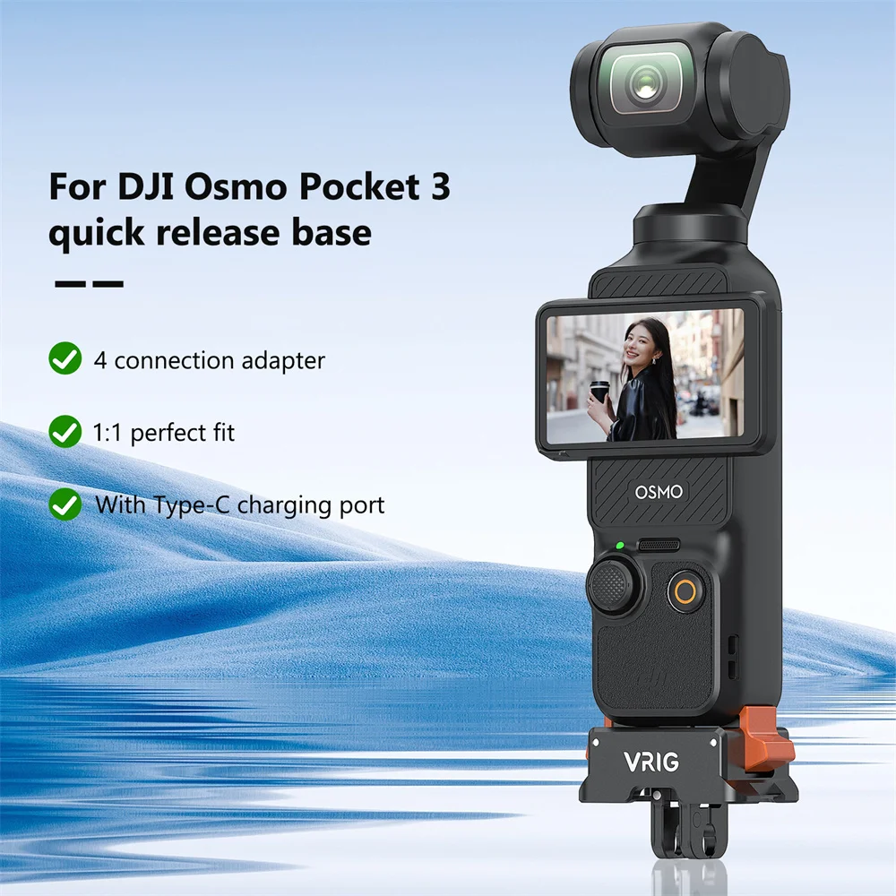 VRIG Multifunction Pocket 3 Quick Release Magnetic Charging Base w 1/4" Arca/Gopro/AC Mount for Osmo Pocket 3 Camera Accessories 2