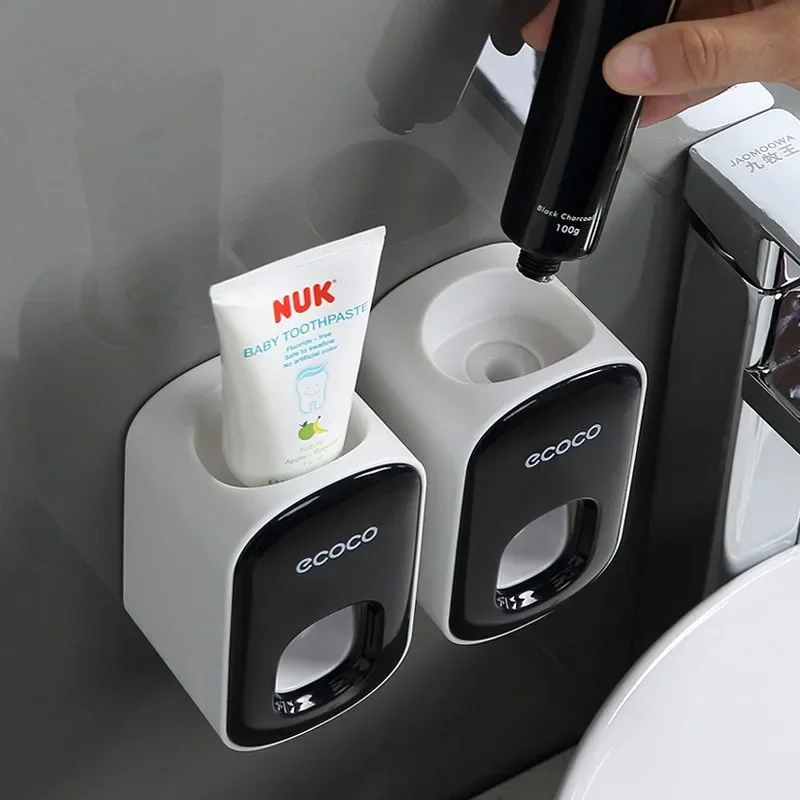 Toothpaste Dispenser Automatic No Nail Bathroom Toothpaste Squeezer Punch Free Wall Mounted Toothbrush Bathroom Products