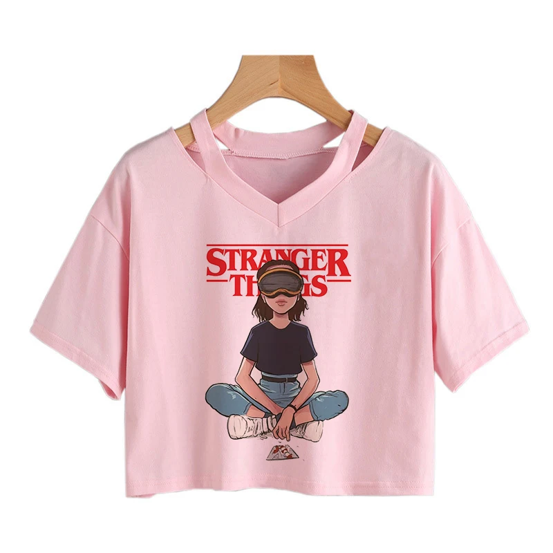 Stranger Things T Shirt Women Upside Down Tshirt Eleven Female Graphic Grunge T-shirt Femme Tee Shirts Funny Crop Top Clothing sport t shirt Tees