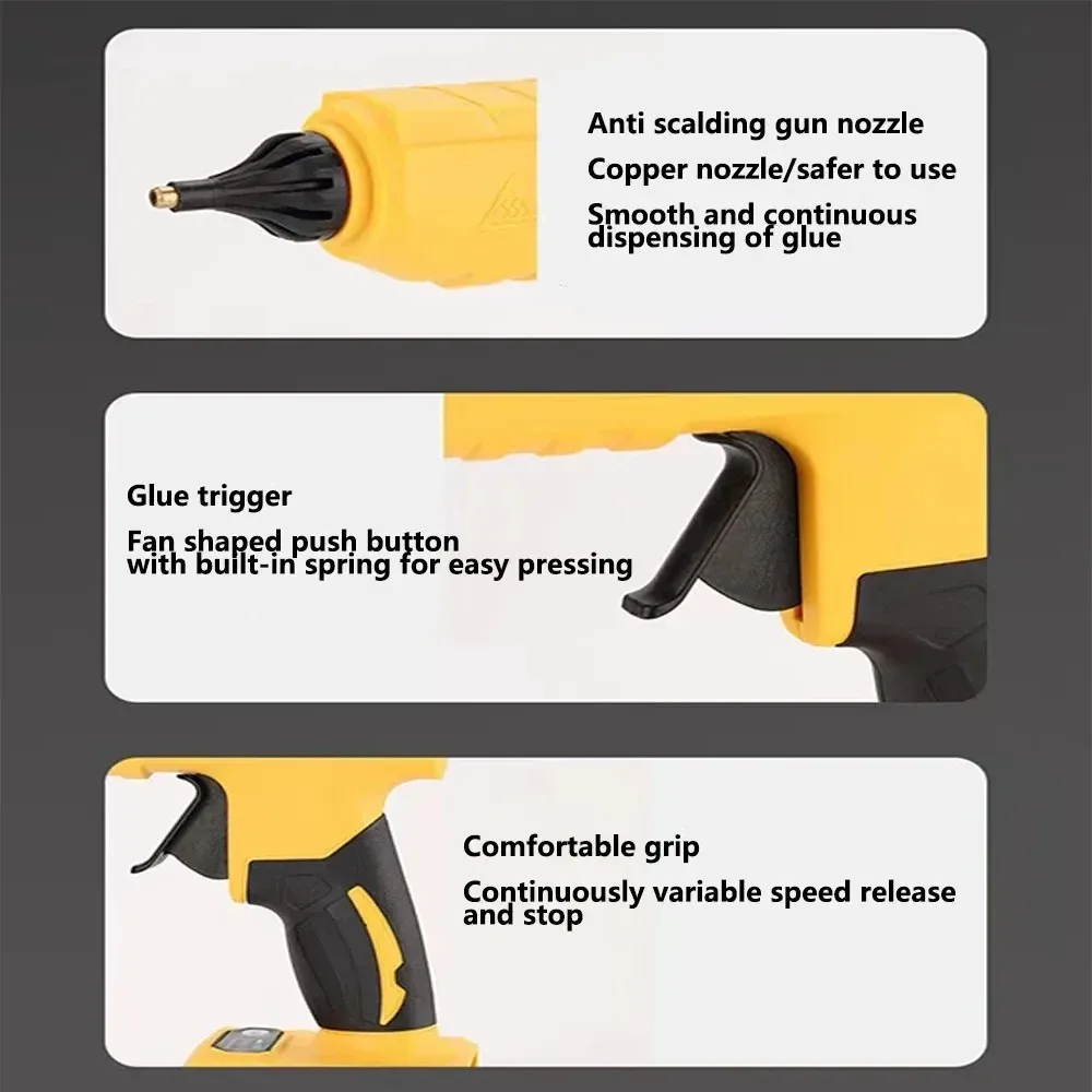 Electric Hot Melt Glue Gun for Dewalt 18V Battery pin Cordless 11mm Stick Hot Melt Welding Air