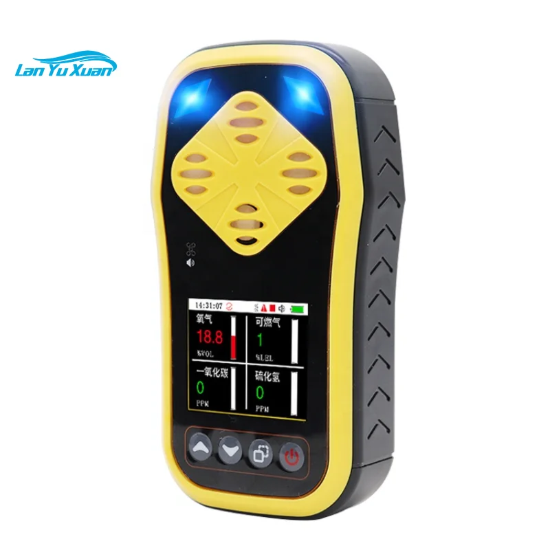 Portable Wireless LCD Multi Gas Analyzer Sensor CO O2 CH4 H2S Four Gas Leak Detector with Sound Alarm