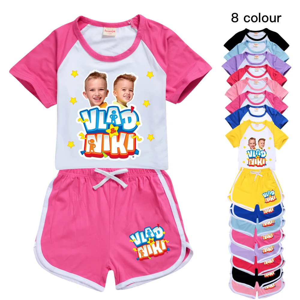 

Vlad Niki 100-170 New T-shirt+Shorts Casual Sports Suit Kids Boutique Clothing Wholesale Baby Girl Tops Set Boys Tracksuits