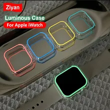  New Luminous Cover For Apple Watch Case 41MM 45MM 44MM 40MM Clear Hard PC Bumper For iWatch Series 8 7 6 SE 5 4 3 2 38MM 42MM 