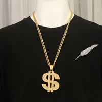 Gold Color Large Dollar Alloy Necklace Hip Hop Nightclub Exaggerated Men's Transport Amulet 1