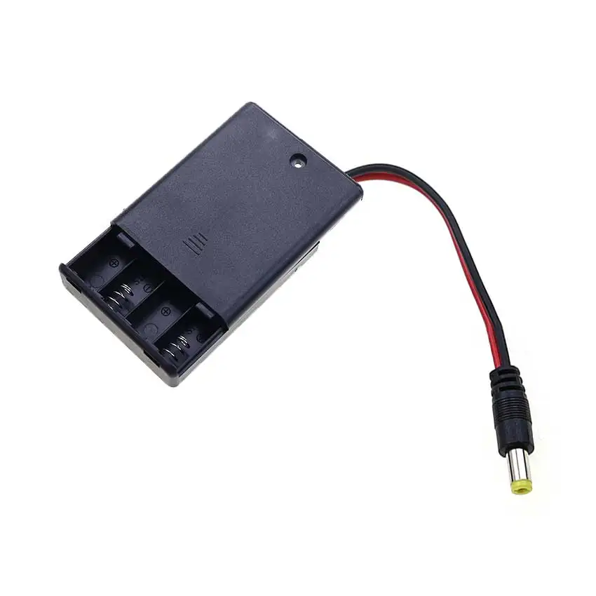 JCD AAA 배터리 홀더 보관 케이스 박스 4 슬롯 AAA 배터리 홀더 DC 5.5x2.1mm PH2.0 XH2.54 SM 듀폰 터미널 리드와이어 포함