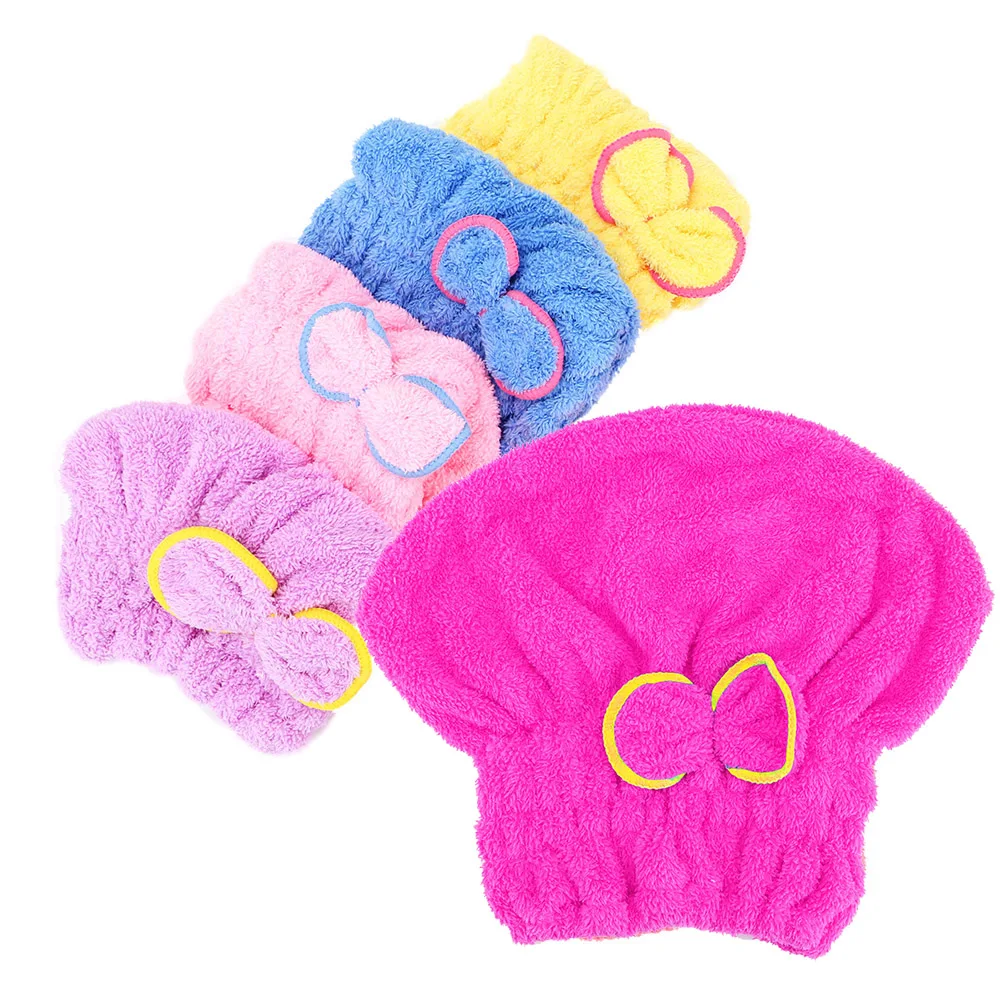 Microfiber Towel Shower Cap Hair Towel Wrapped Towels Microfiber Bathroom Hats 5 Colors
