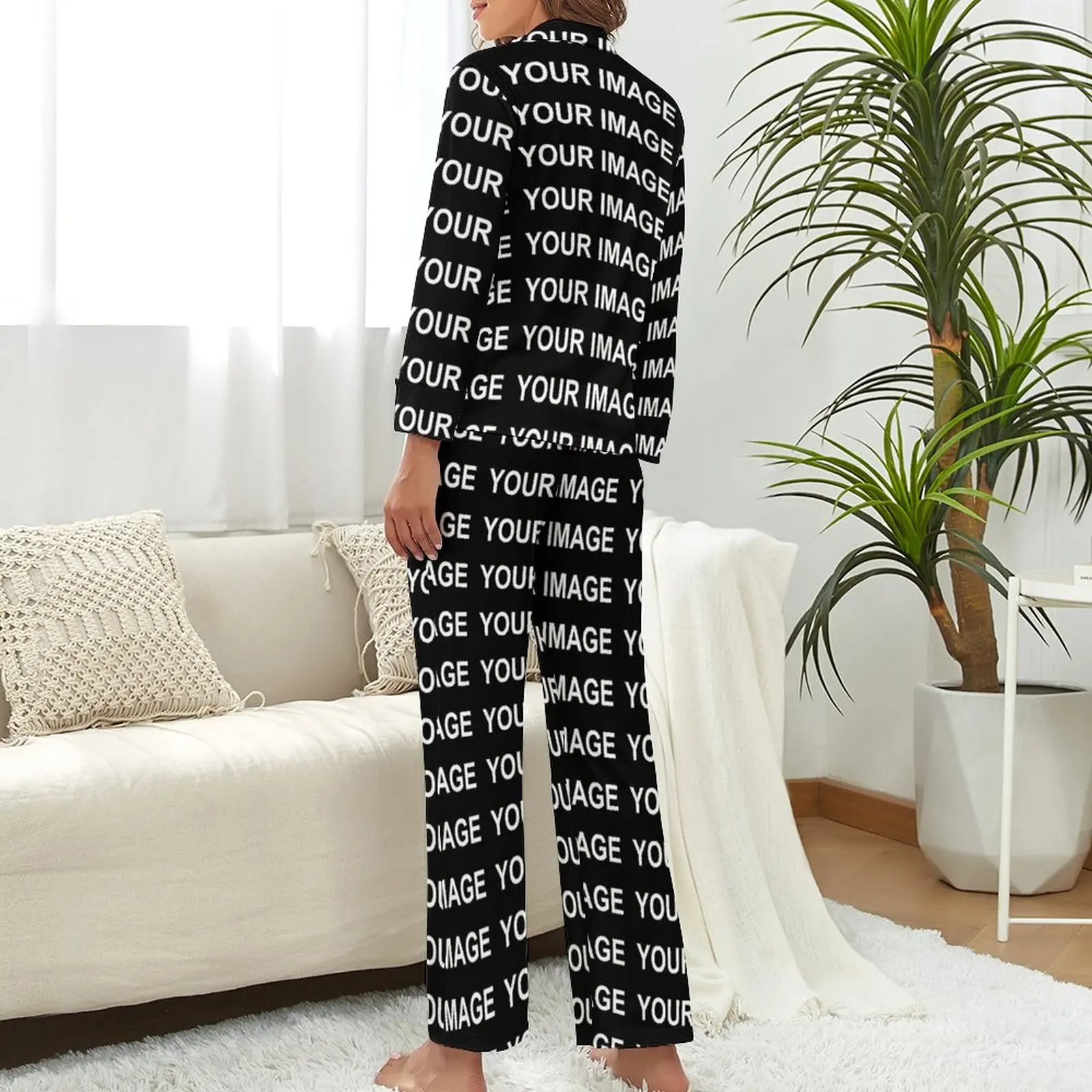 Women Pajamas Set 2 Pieces Long Sleeve V Neck Spring Cute Sleepwear