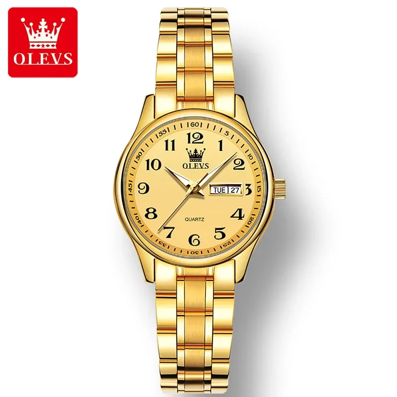 OLEVS 5567 orologi da polso da donna al quarzo di lusso alla moda, orologi Casual impermeabili con cinturino in lega per Display settimanale del calendario delle donne