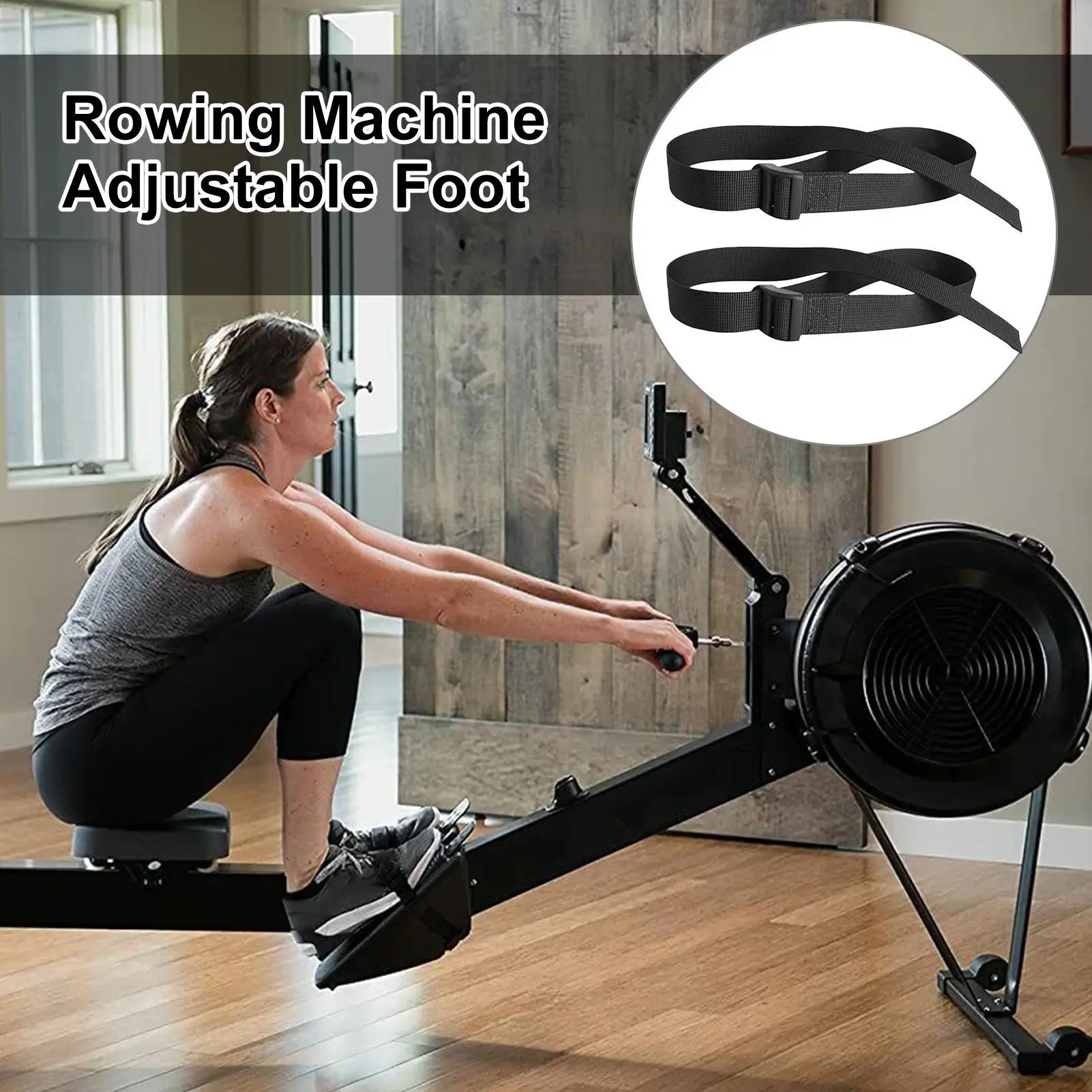 2Pcs Rowing Machine Feet Straps Leg Training Reusable Easy to Install Multipurpose Adjustable Gym Home Replacement Equipment