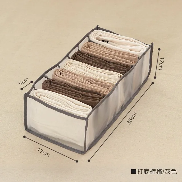 Jeans Compartment Storage Box Closet Clothes Drawer Mesh Separation Box Stacking Pants Drawer Divider Can Washed Home Organizer Gray  Leggings grid