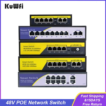 IP 카메라용 POE 네트워크 스위치, 이더넷 스위치, 4 포트, 8 포트, IEEE 802.3 AF/AT 스위치, 48V, 10, 100, 1000Mbps