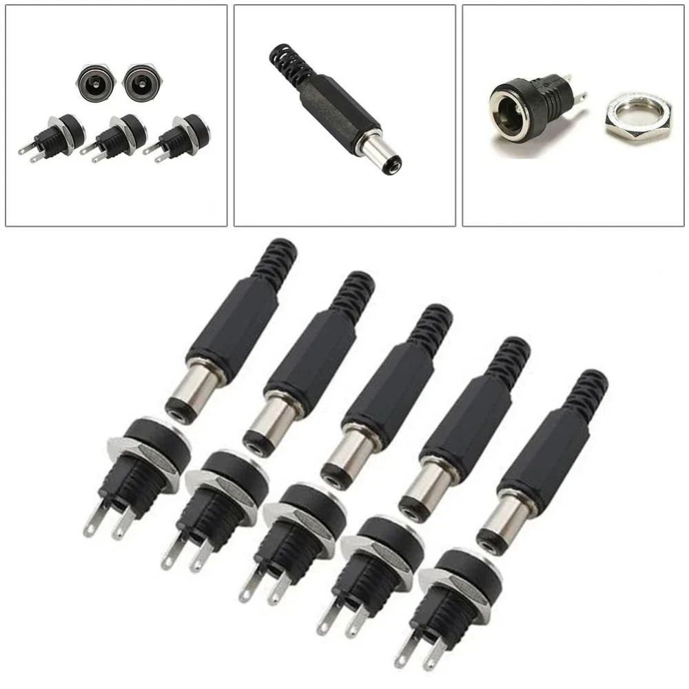 50Pcs Jumper Wire DC 5521 Male to Female Plug Anti-rust DC 5525 Adapter DIY Power Supply Power Plug LED Strip Light