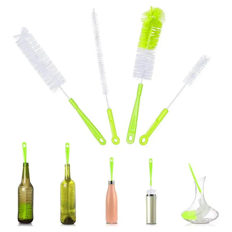 Bottle Brushes for Cleaning Long Handle Bottle Scrub Brush Set of 4 Soft and Flexible Cleaning Brush Set Water cleaning brush bottle cleaning brush bottle brush cleaning brush set