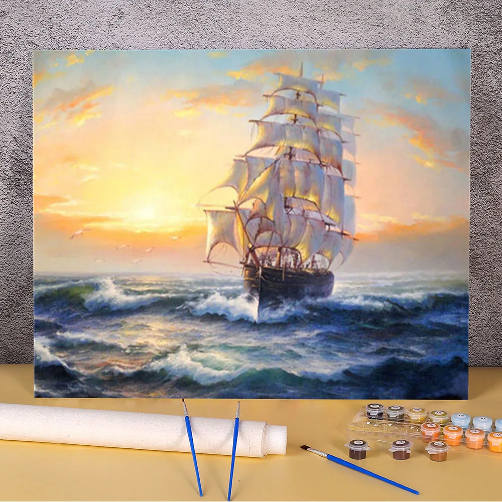 Sailboat Painting Numbers Numbers Boat Oil Painting Oil Painting