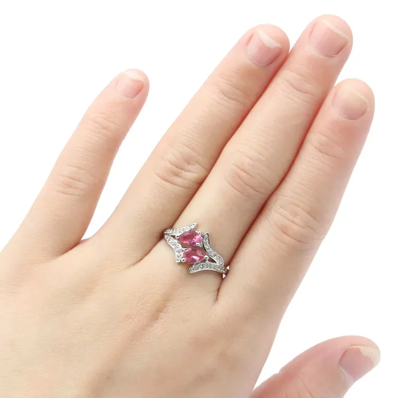 2.5g Customized 925 SOLID STERLING SILVER  Rings Fancy Pink Kunzite Tourmaline Red Ruby Green Emerald Blue Sapphire CZ Sz 5.5-10