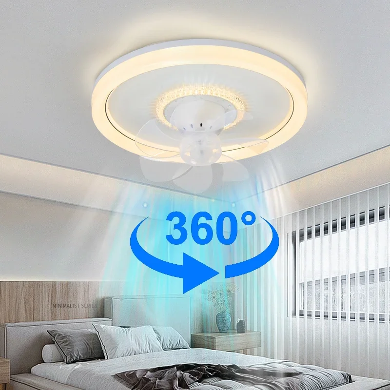 LED Modern Ceiling Fan Light 360&deg; Rotation Function Light Remote Unlimited Adjustment Bedroom Decorative Lighting