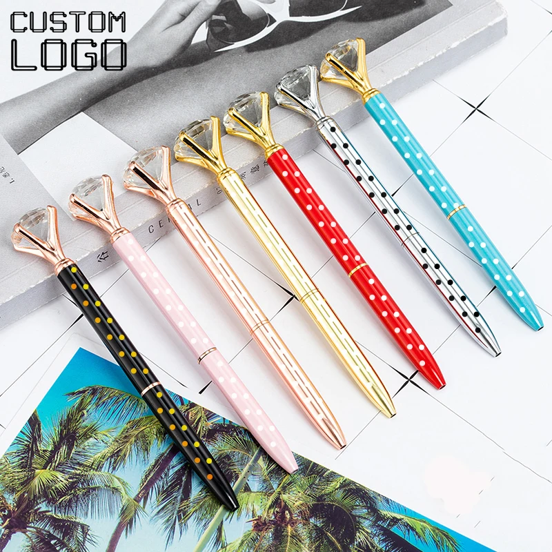 New Metal Large Diamond Dot Ball Point Pen School Student Writing Pen Advertising Business Office Signing Pen Gift Stationery